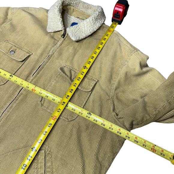 Vtg Y2K J Crew Chore Jacket Barn Coat Tan Corduroy Sherpa Lined XL Outdoors Prep - Picture 8 of 9
